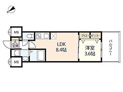 S-RESIDENCE空港通りawesome 1LDKの間取図画像