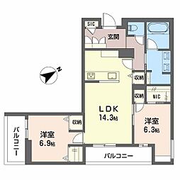 Allume 2LDKの間取図画像