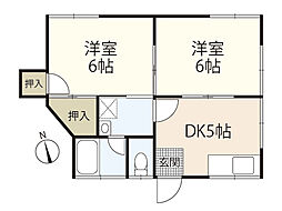 松坂荘 2DKの間取図画像