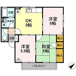 セジュールシゲノA 3DKの間取図画像