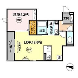 ラルーチェC 1LDKの間取図画像