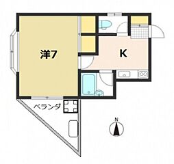 リバー大手町 1Kの間取図画像