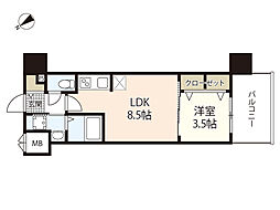 S-RESIDENCE空港通りawesome 1LDKの間取図画像