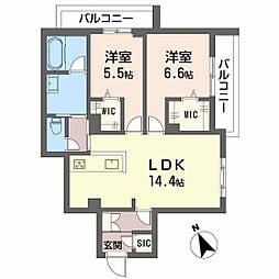 La Maison Calme 2LDKの間取図画像
