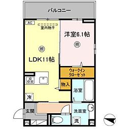 広島市安佐南区西原8丁目アパート 1LDKの間取図画像
