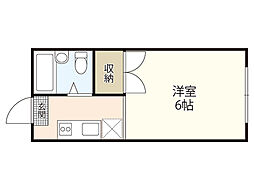 第1角戸ハイツ ワンルームの間取図画像