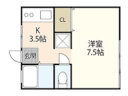 寺岡ビル 1Kの間取図画像