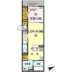 campanella船越 1LDKの間取図画像