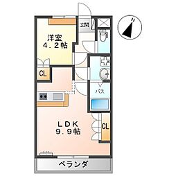 シェルル長束西 1LDKの間取図画像