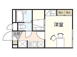 レオパレスパークサイド比治山 1Kの間取図画像