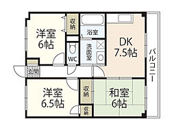 ピースヴィラ矢野南 3DKの間取図画像