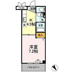 ローズハイムとくまる 1Kの間取図画像