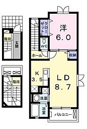 ウィステリアガーデンA 1LDKの間取図画像