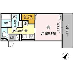 アップスD-IV 1Kの間取図画像