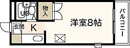 パインハウスパート1 ワンルームの間取図画像
