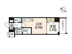 S-RESIDENCE広島駅enable 1LDKの間取図画像
