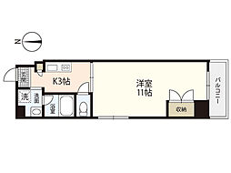 コンフォート庚午 1Kの間取図画像