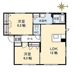 メゾーネB 2LDKの間取図画像
