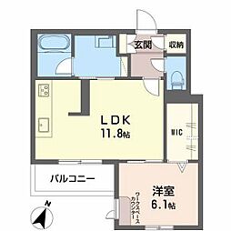 LINOGRANDE牛田中 1LDKの間取図画像
