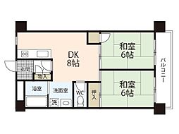 グランドハイツ山根 2DKの間取図画像