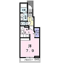サンフラワーA 1Kの間取図画像