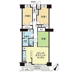 トーカンマンション山根町センターウイングC棟 3SLDKの間取図画像