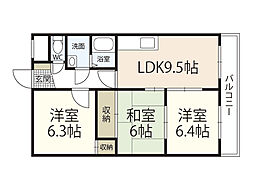 第3大上ビル 3LDKの間取図画像
