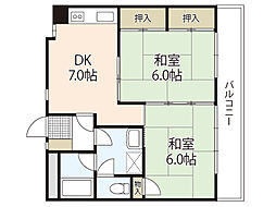 ハイコーポ矢野 2DKの間取図画像