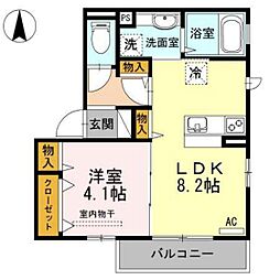 Avenue城山 1LDKの間取図画像