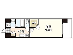 ロアール十日市 1Kの間取図画像