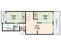 第1ビューハイツ 3DKの間取図画像