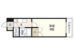 カーナ西田 1Kの間取図画像