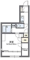 レオパレスシナジー 1Kの間取図画像