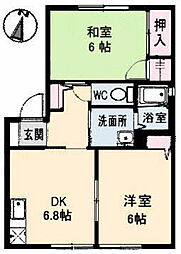 フレサリア　A棟 1階2DKの間取り
