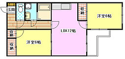 大田ビル 2LDKの間取図画像