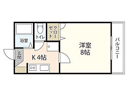 エコーハイツ 1Kの間取図画像