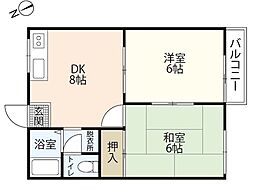 メゾンK 2DKの間取図画像