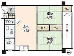 河村ビル 2LDKの間取図画像