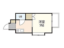 ハイネス江波 1Kの間取図画像