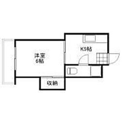 第1小河内ビル 1DKの間取図画像