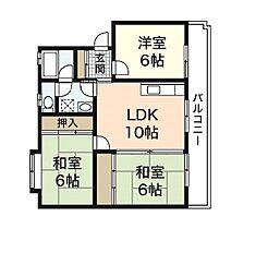 二反田ビル 3LDKの間取図画像