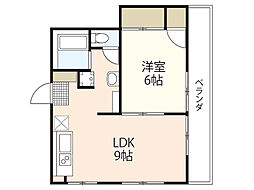 中瀬ビル 1LDKの間取図画像