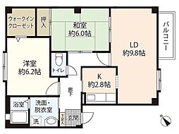 フォブール上田 2LDKの間取図画像