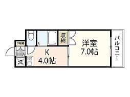 CASADESOL己斐 1Kの間取図画像