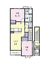 シャルマン弐番館 2LDKの間取図画像