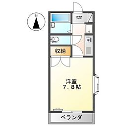 ユースパレス土井 1Kの間取図画像
