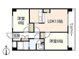 コーポハピネス 2LDKの間取図画像