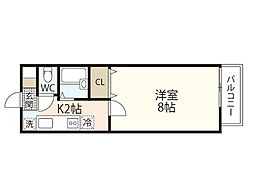 田中興産11ビル 1Kの間取図画像