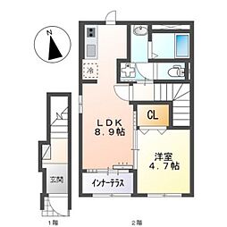 リアン五日市中央 1LDKの間取図画像