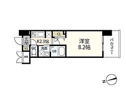 S-RESIDENCE宇品海岸 1Kの間取図画像